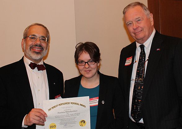 Anastasia Klimchynskaya receives the 2013 Morley-Montgomery Award