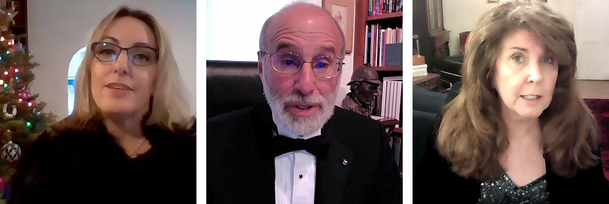 Nina Capone Singleton, Michael Kean, and Bonnie MacBird at the 2021 BSI Dinner